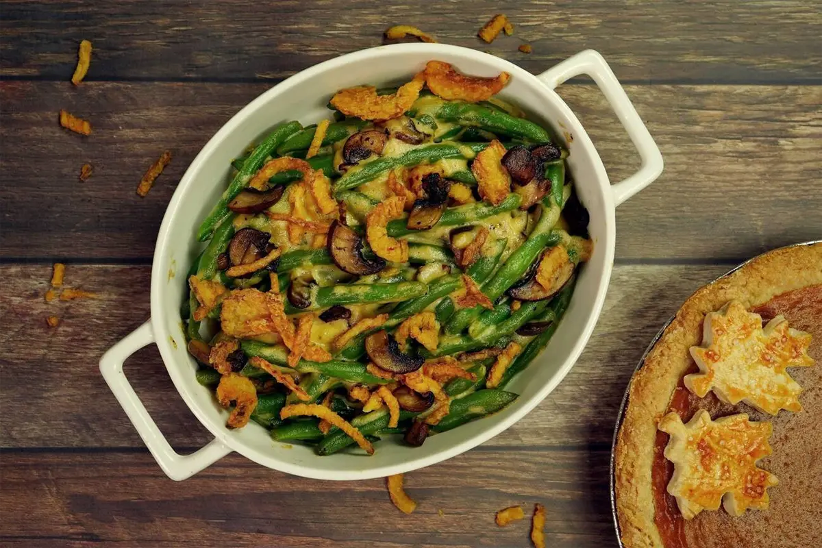 Festive Green Bean Casserole on Holiday Table