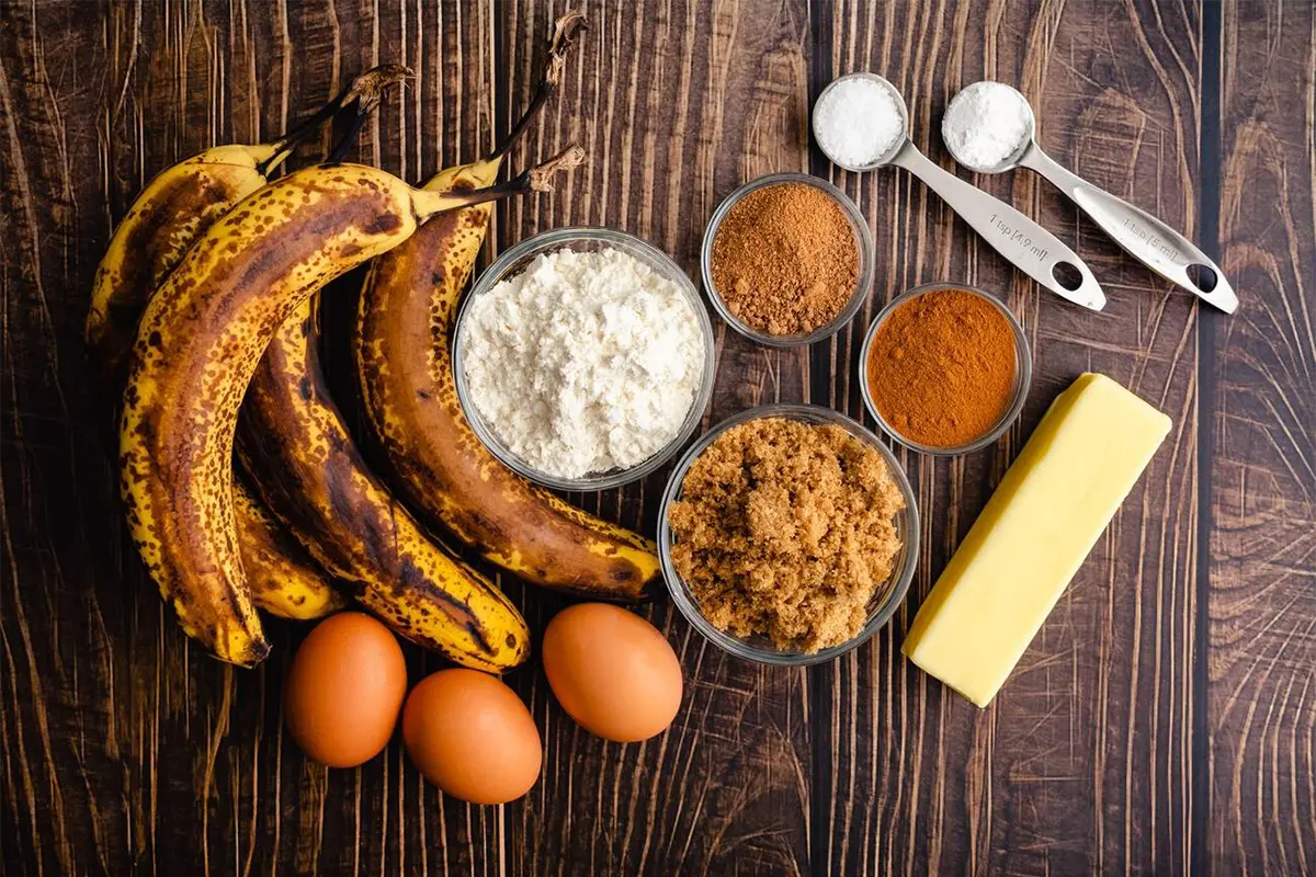 Preparing banana bread batter in a kitchen setting