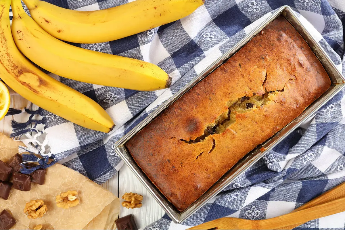 Baking Soda Being Added to Banana Bread Mix