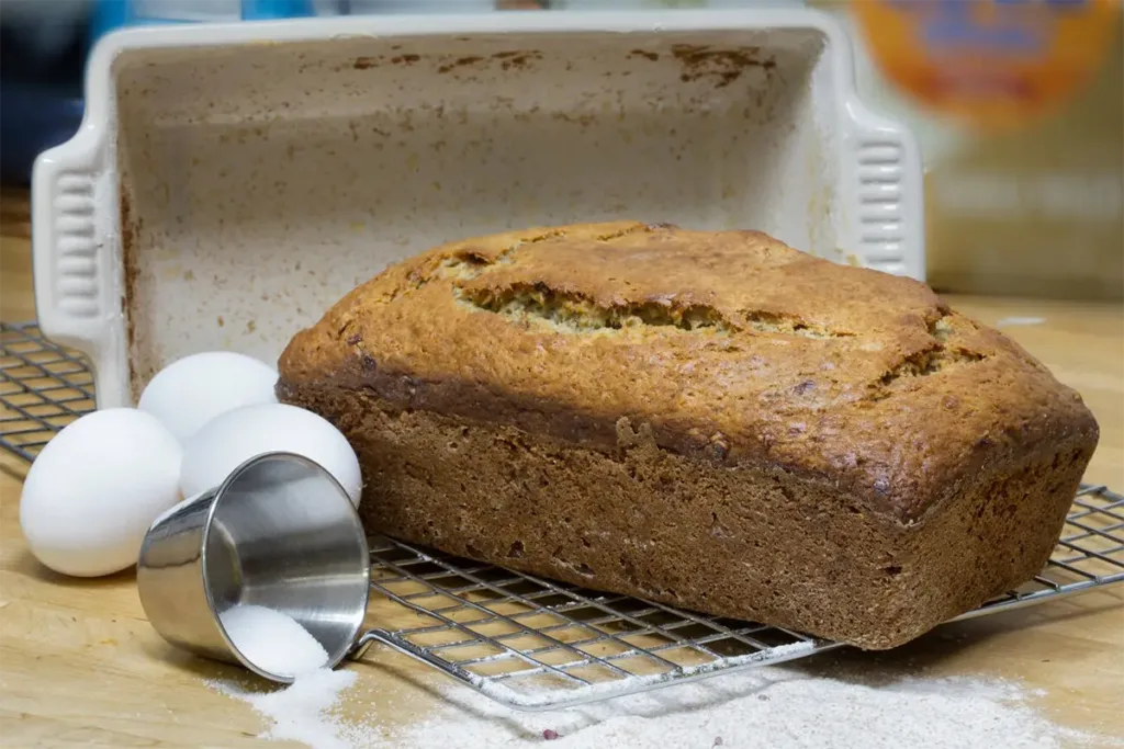 Moist Banana Bread ready for baking in a kitchen setting