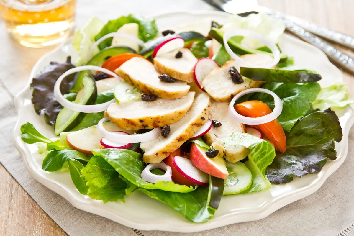 Preparing chicken salad at home